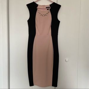 Pink & black contour cocktail wedding dress